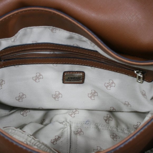 Guess Brown Faux Leather Shoulder Bag w/ Removable Wide Shoulder Strap EUC - Picture 9 of 15